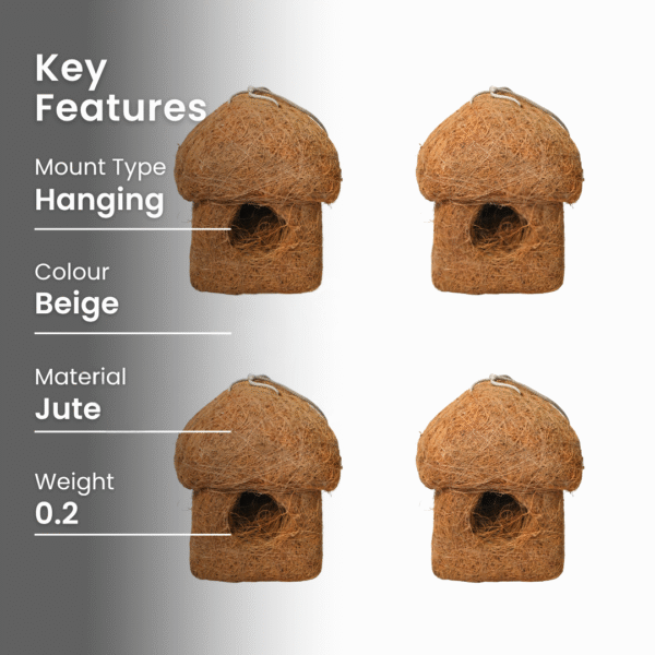 Coconut Fiber Bird House for Small Birds – Eco-Friendly Hanging Nest (Pack of 2)