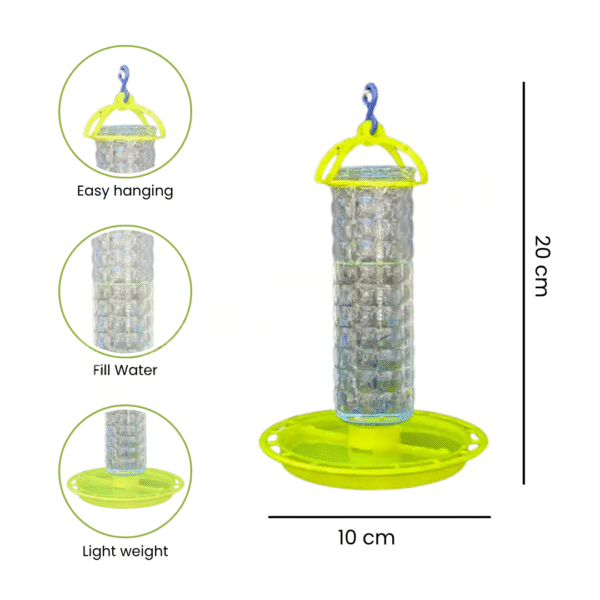 Hanging Bird Feeder12 Hanging Bird Water Feeder 1.5LTR | Bird Water Feeder Tower with Hanging Hook for All Bird Transparent | Large Bird Water Feeder (pack of 1)