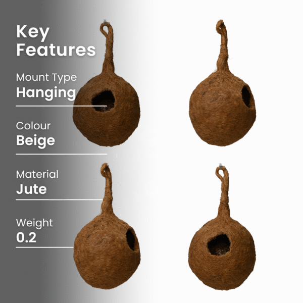 Hanging Bird Nest for Garden & Balcony – Eco-Friendly Jute Nest for Small Birds (Pack of 2)