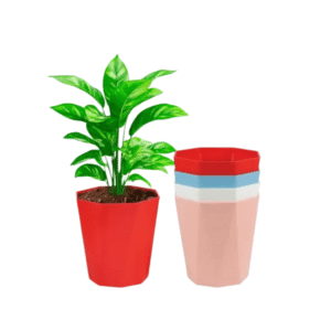 Pack of 4 Multicolor Plastic Flower Pots | Decorative Indoor & Outdoor Planters for Home & Garden (Pack of 4, Multicolor)