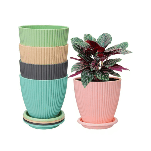 Plastic Round Flower Pots Plastic Round Flower Pots (Pack of 5, Multicolor, Plastic)