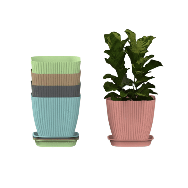 Plastic Square Flower Pots1 Plastic Square Flower Pots (Pack Of 5, Multicolor)