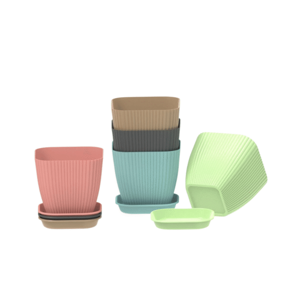 Plastic Square Flower Pots2 Plastic Square Flower Pots (Pack Of 5, Multicolor)