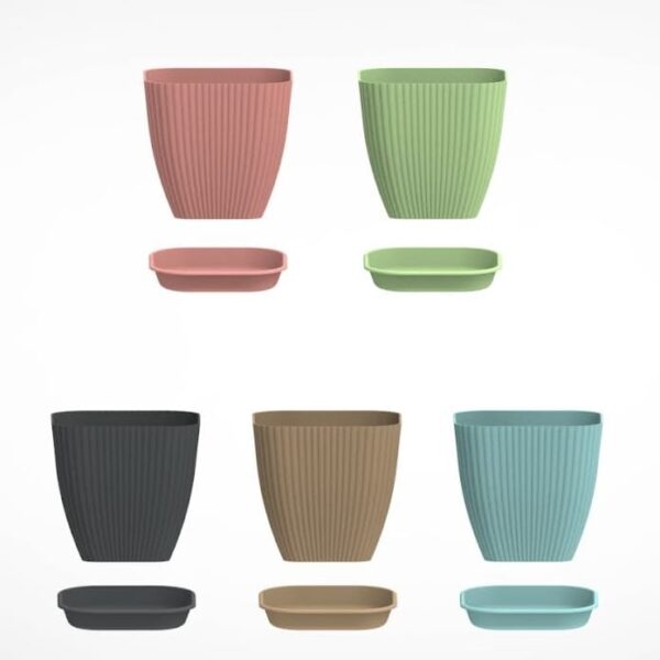 Plastic Square Flower Pots4 Plastic Square Flower Pots (Pack Of 5, Multicolor)