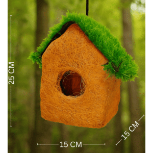 Pure Nest Bird House Purely Handmade, Type -Coir, Color -Brown, Green Size,Set of 1 (Medium)