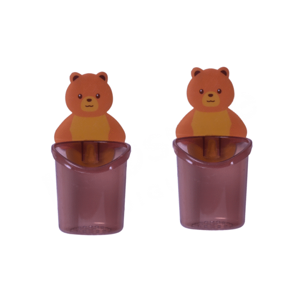 Wall-mounted toothbrush AZTORA Teddy Toothbrush Holder with Self Adhesive Sticker Unique Teddy Design Toothbrush Holder(Pack of 2)