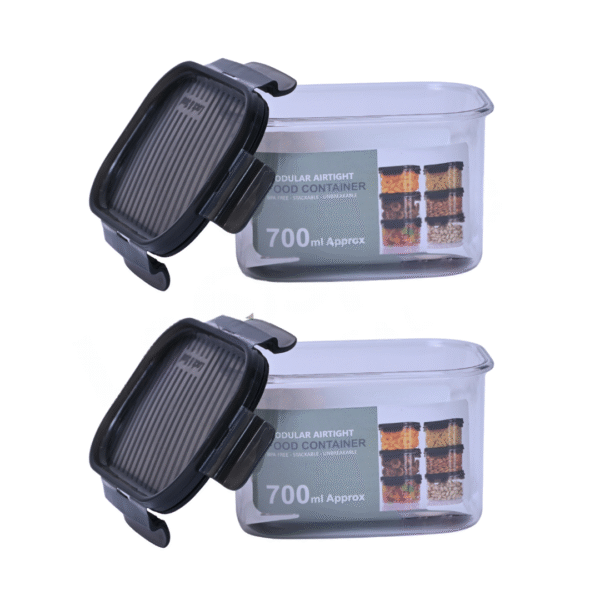 2Seven Airtight Kitchen containers Plastic Square Container Set for Kitchen Storage (Set of 6, 700ML)