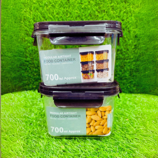 2Seven Airtight Kitchen containers Plastic Square Container Set for Kitchen Storage (Set of 6, 700ML)