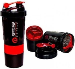 Shaker Water Bottle with Mixing Spring for Protein Drinks (Red/Black)