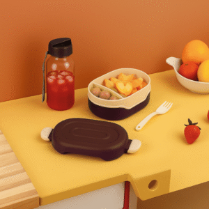 Bento Box School Supplies Lunch Box , 2-Compartment Plastic Divided Food Storage Container Boxes