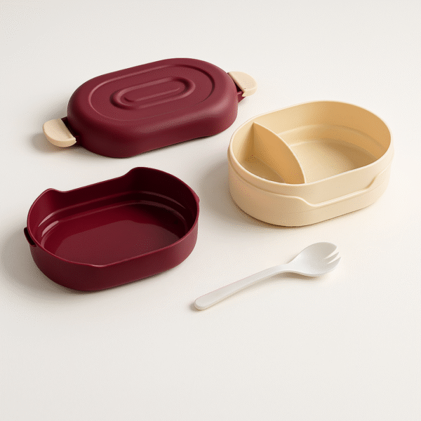 Bento Box School Supplies Lunch Box , 2-Compartment Plastic Divided Food Storage Container Boxes