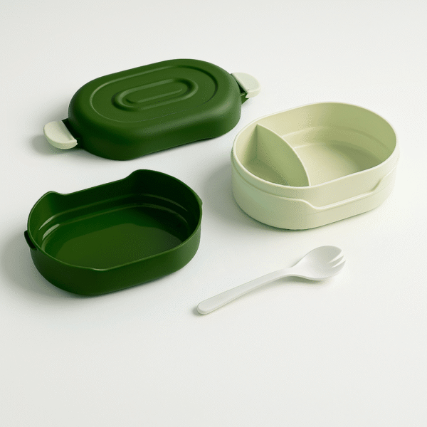 Bento Box School Supplies Lunch Box , 2-Compartment Plastic Divided Food Storage Container Boxes