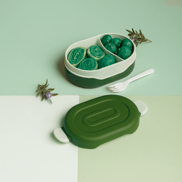 Bento Box School Supplies Lunch Box , 2-Compartment Plastic Divided Food Storage Container Boxes