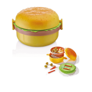 Burger Shape Lunch Box for Kids - Lunch Box for Kids, Tiffin Box, Lunch Box Leak Proof Plastic Lunch Box, Lunch Box with Compartments