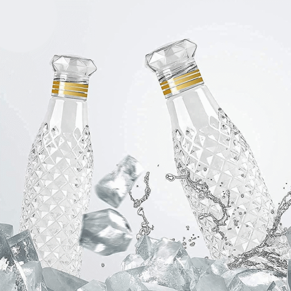 Shivaaro Diamond-Crystal Water Bottles – Pack of 4, 1L Each – Leak-Proof, BPA-Free Plastic Bottles for Fridge, Gym, Office, and Travel