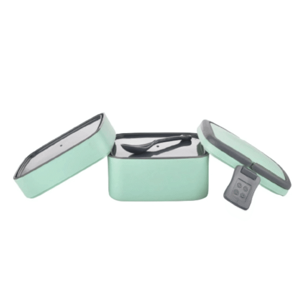 Urbane Plastic Lunch Box with Handle – 2 Square Containers (1000 ML Total) | Durable & Lightweight Tiffin | Blue/Pista