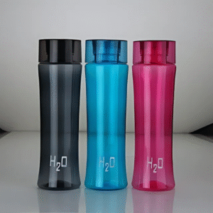 Heavy Black H₂O Printed Water Bottle – 1 L (Pack of 3) | Leak‑Proof Plastic Bottle for Fridge, Gym & Daily Use