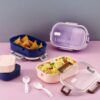 Lunch Box | With Spoon & Mini Box | Leak-Proof | Office + School Tiffin for Kids & Adults (Purple/Blue)