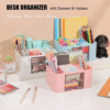 Plastic Desk3 Plastic Desk Organizer with Drawer – Compact Multi‑tier Storage