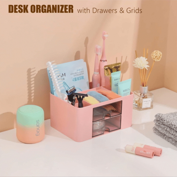 Plastic Desk4 Plastic Desk Organizer with Drawer – Compact Multi‑tier Storage