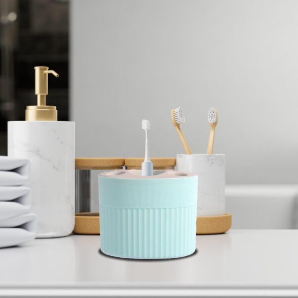 Toothbrush and Toothpaste Organizer1 4-Compartment Toothbrush & Toothpaste Holder – Wall Mount Organizer for Bathroom, Multi Color, Pack of 1