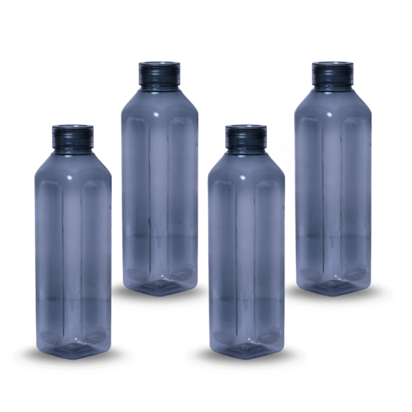 Venice 1-Liter Black Plastic Water Bottles - Pack of 3 | Leakproof & Durable, Black